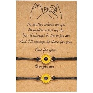 Sunflower Friendship Matching Bracelet  Best Friends , Couples - USA SHIPPING